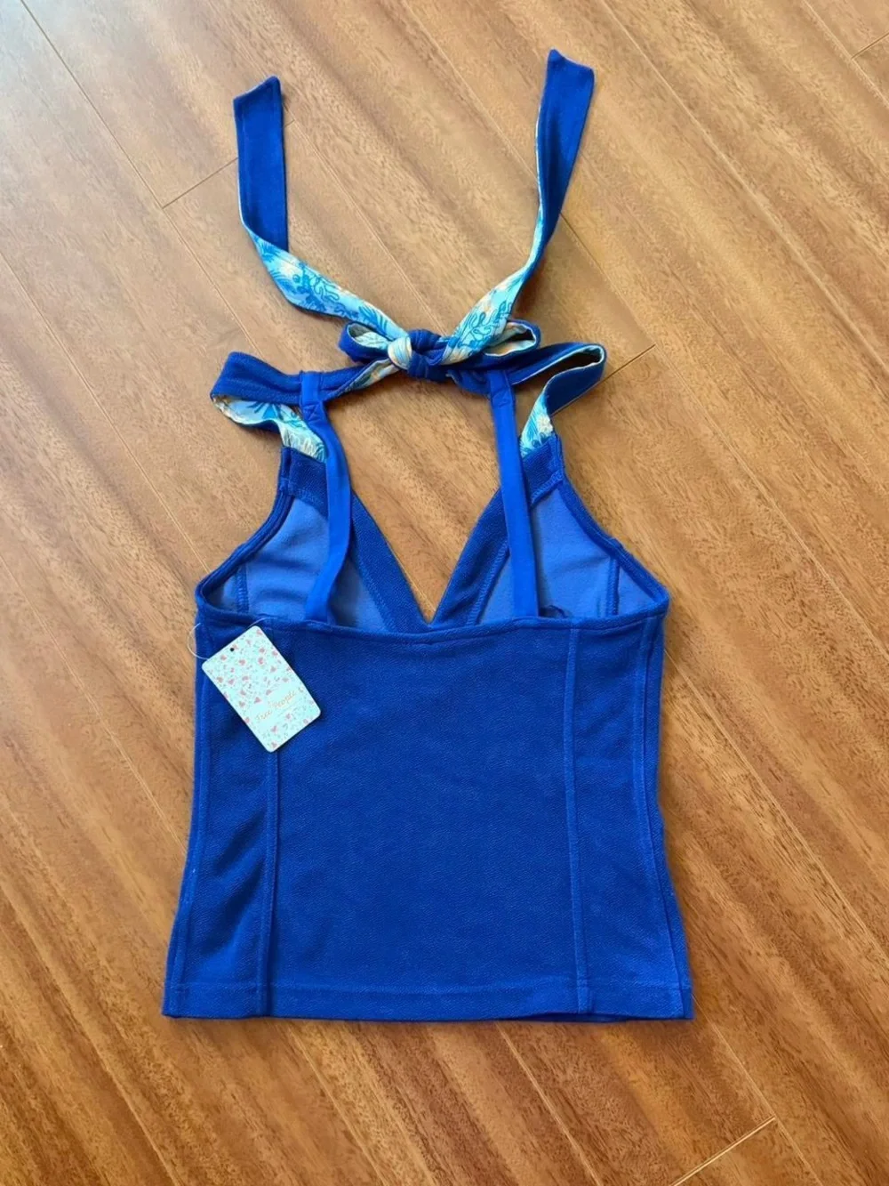 Free People Blue Tie Back Halter Top S NWT - Picture 5 of 8